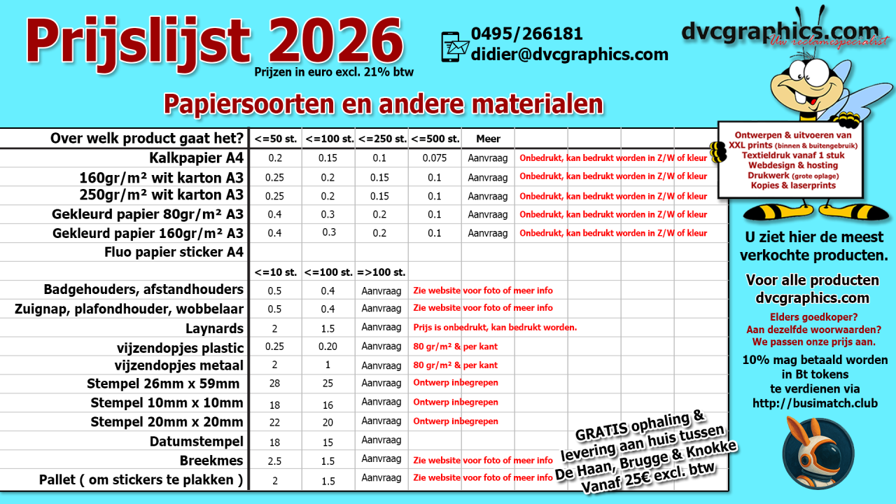Papiersoorten en endere materialen